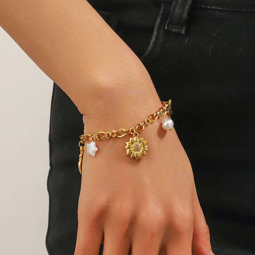 Flower Bracelet - 18k gold plated