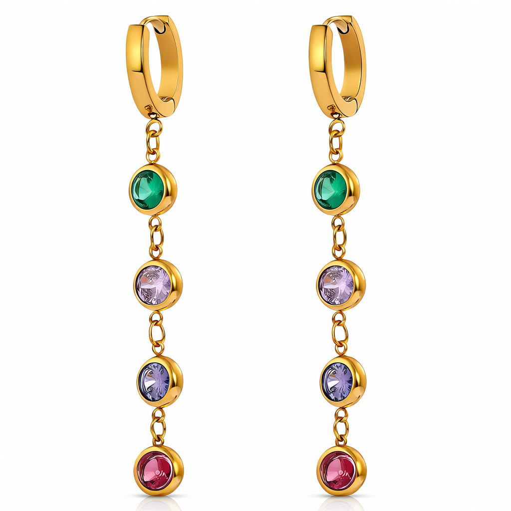 Gem drop earrings- 18k gold plated