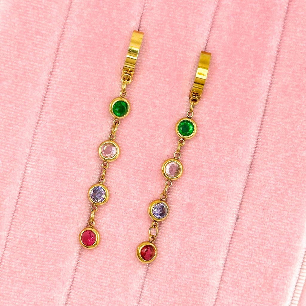 Gem drop earrings- 18k gold plated