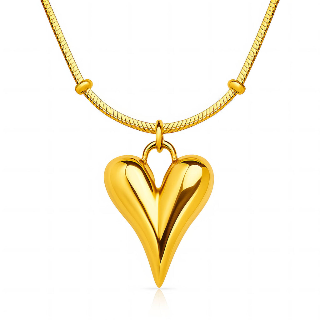Love Story Puffed heart necklace - 18k gold plated