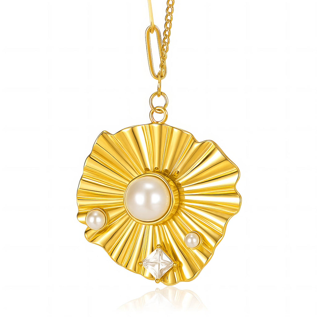 Pearly Queen Ruffled necklace - 18k gold plated