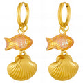 Beach Babe fish earrings - 18k gold plated