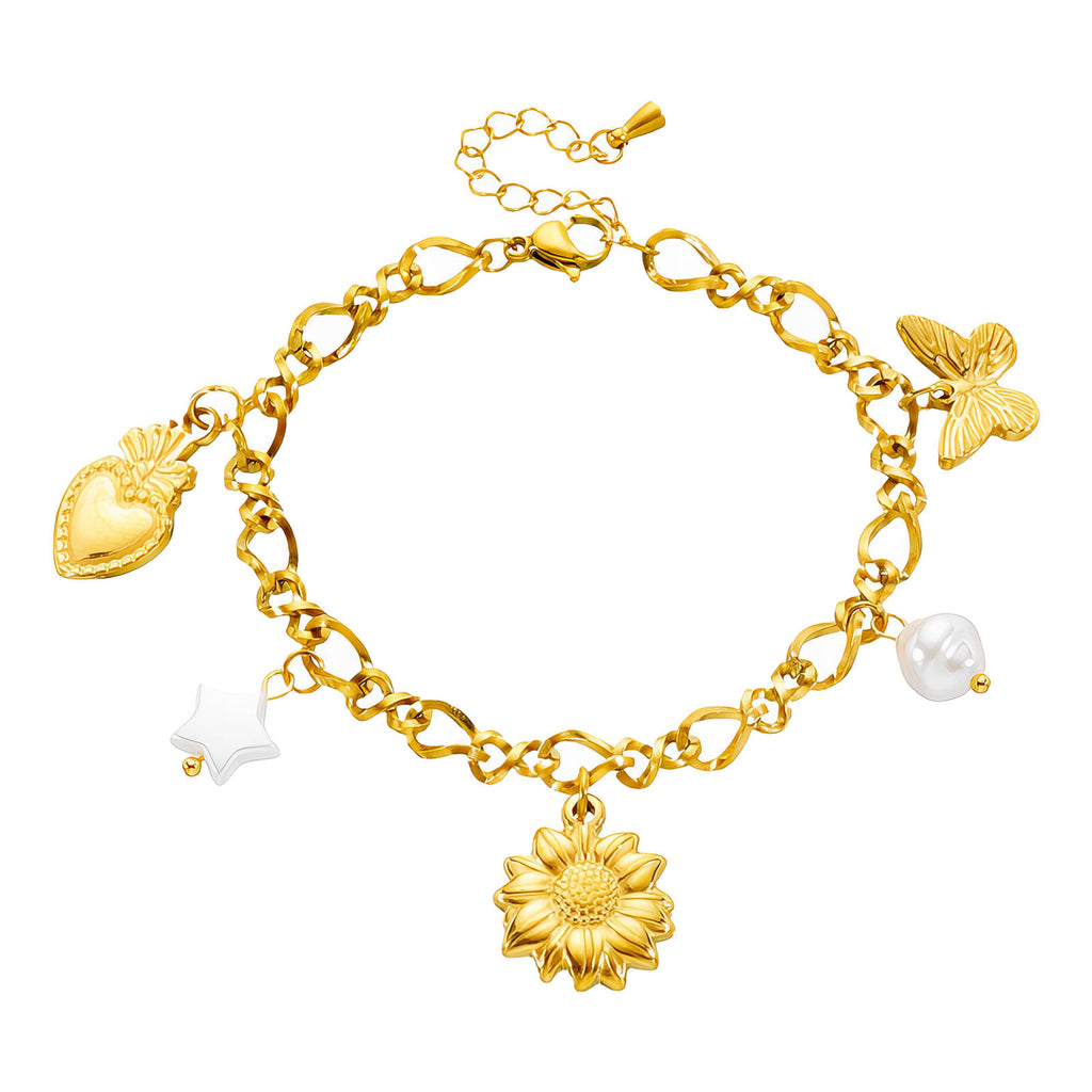 Flower Bracelet - 18k gold plated