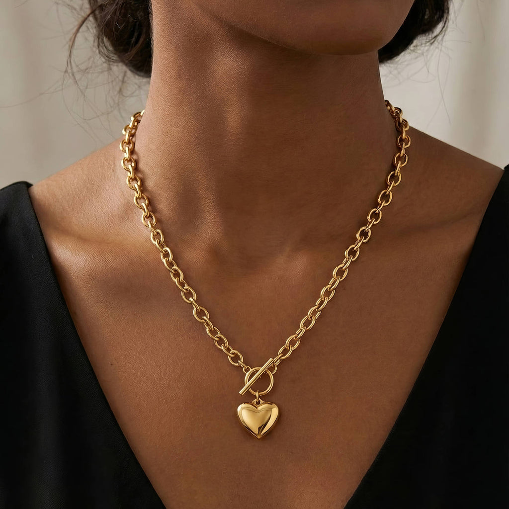 Love Story Heart fob necklace - 18k gold plated
