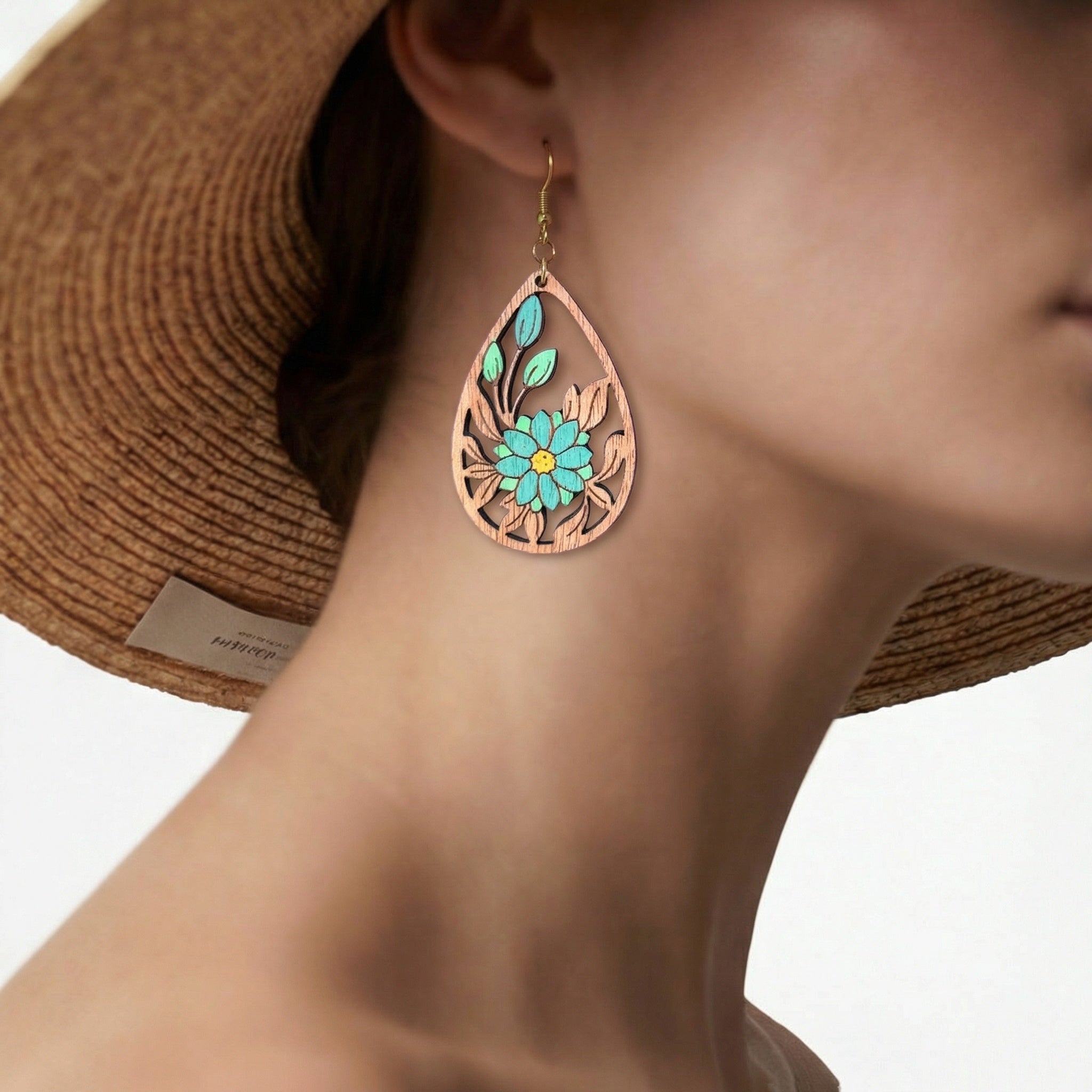 Hand Painted NZ made flower earrings